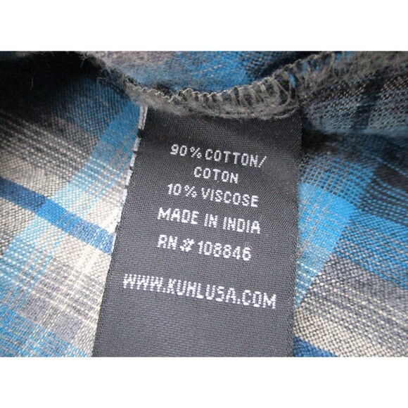 Kuhl Shirt Womens Extra Large XL Blue Gray Plaid Western Pearl Snap Up Top - Picture 7 of 12